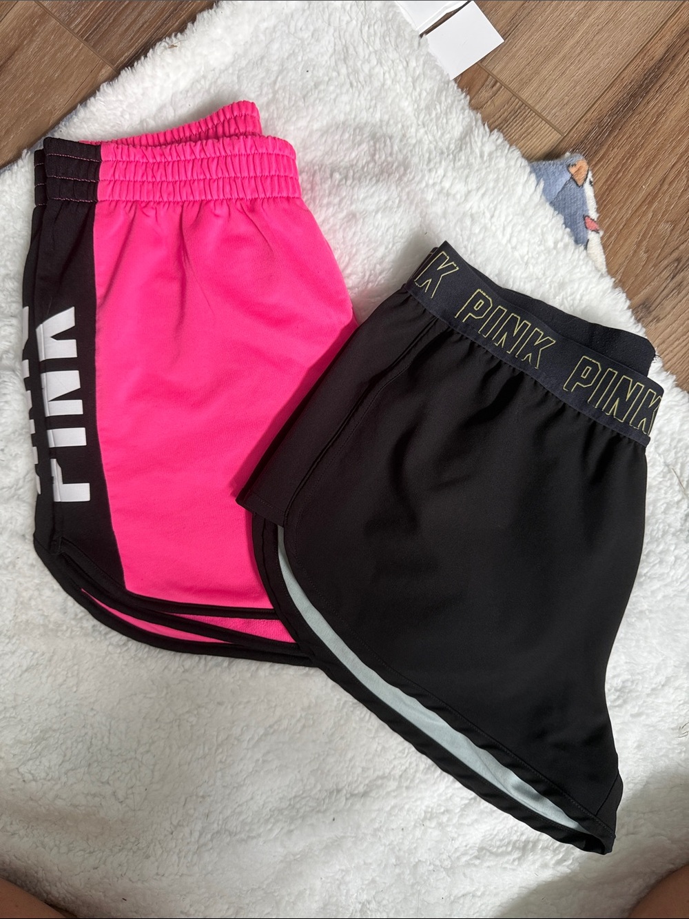 PINK Two-Pack Athletic Shorts – Black & Hot Pink